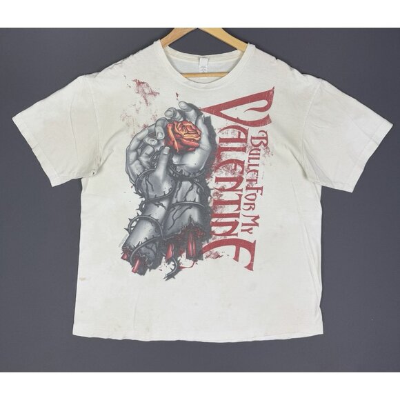 Vintage Y2K Bullet For My Valentine Band Tee XL Album Concert Tour Promo Rose - Picture 1 of 16